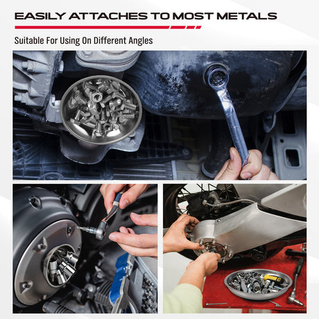 magnetic parts tray set with flexible pickup tool stainless steel trays for nuts bolts screws automotive repair tool set