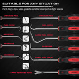 11-piece O-ring pick and hook set with CR-V hooks and red carry pouch