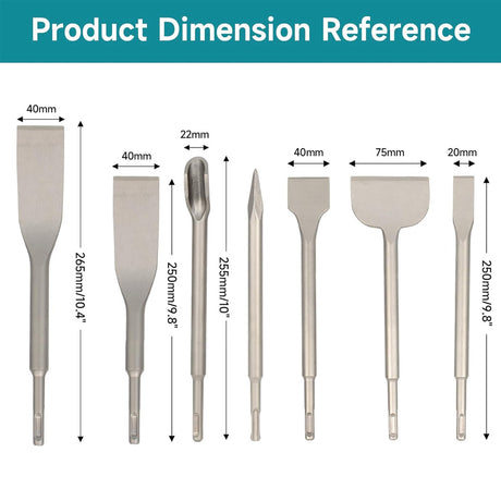 HORUSDY 10PCS SDS Plus Rotary Hammer Drill and Chisel Set with Carbide-Tipped Bits and Storage Bag for Concrete, Brick, Stone, and Masonry