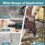 HORUSDY 10PCS SDS Plus Rotary Hammer Drill and Chisel Set with Carbide-Tipped Bits and Storage Bag for Concrete, Brick, Stone, and Masonry