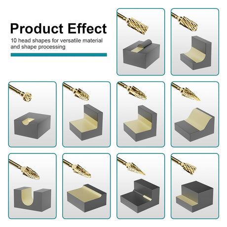 HORUSDY 10PCS 1/4 Inch Shank Double Cut Tungsten Carbide Burr Set with Storage Case for Metal, Wood, Plastic, Aluminum and Concrete