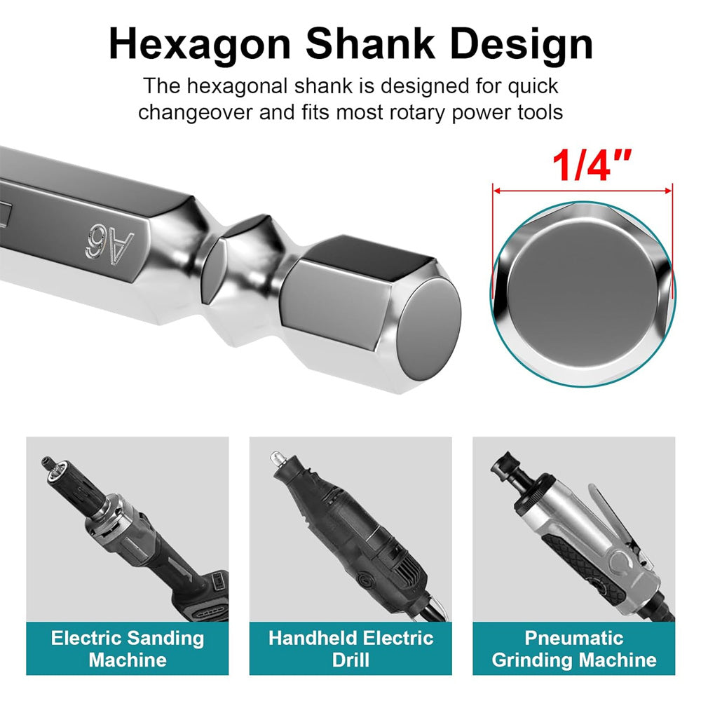 HORUSDY 10PCS 1/4 Inch Shank Double Cut Tungsten Carbide Burr Set with Storage Case for Metal, Wood, Plastic, Aluminum and Concrete