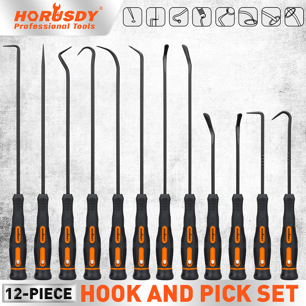12 piece hook and pick set with long and mini picks for o ring removal automotive and diy repair