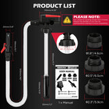 automatic fuel transfer pump with auto-stop nozzle, 48-inch flexible hose and three gas can adapters for gasoline, diesel and kerosene transfer