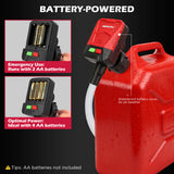 automatic fuel transfer pump with auto-stop nozzle, 48-inch flexible hose and three gas can adapters for gasoline, diesel and kerosene transfer