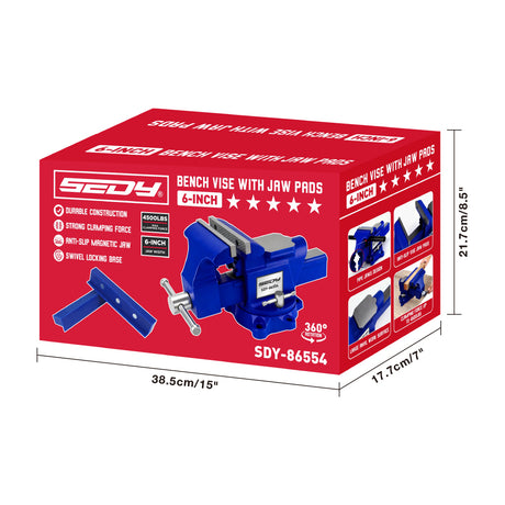 6 inch bench vise with swivel base 4500 lbs heavy duty cast iron vise with anvil and magnetic soft jaw pads