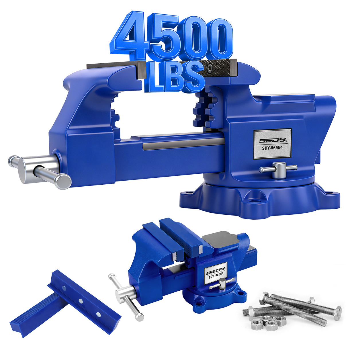 6 inch bench vise with swivel base 4500 lbs heavy duty cast iron vise with anvil and magnetic soft jaw pads