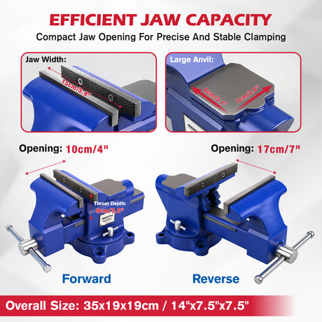 6 inch bench vise with swivel base 4500 lbs heavy duty cast iron vise with anvil and magnetic soft jaw pads