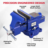 6 inch bench vise with swivel base 4500 lbs heavy duty cast iron vise with anvil and magnetic soft jaw pads