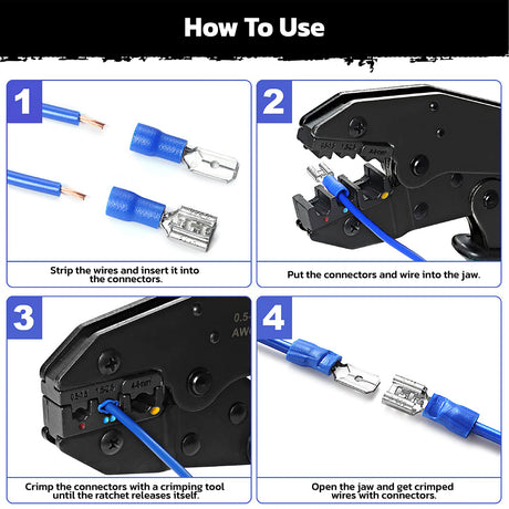 HORUSDY 308PCS electrical wire connector kit with crimp terminals heat shrink tubing cable ties and wire clamps for automotive wiring repair