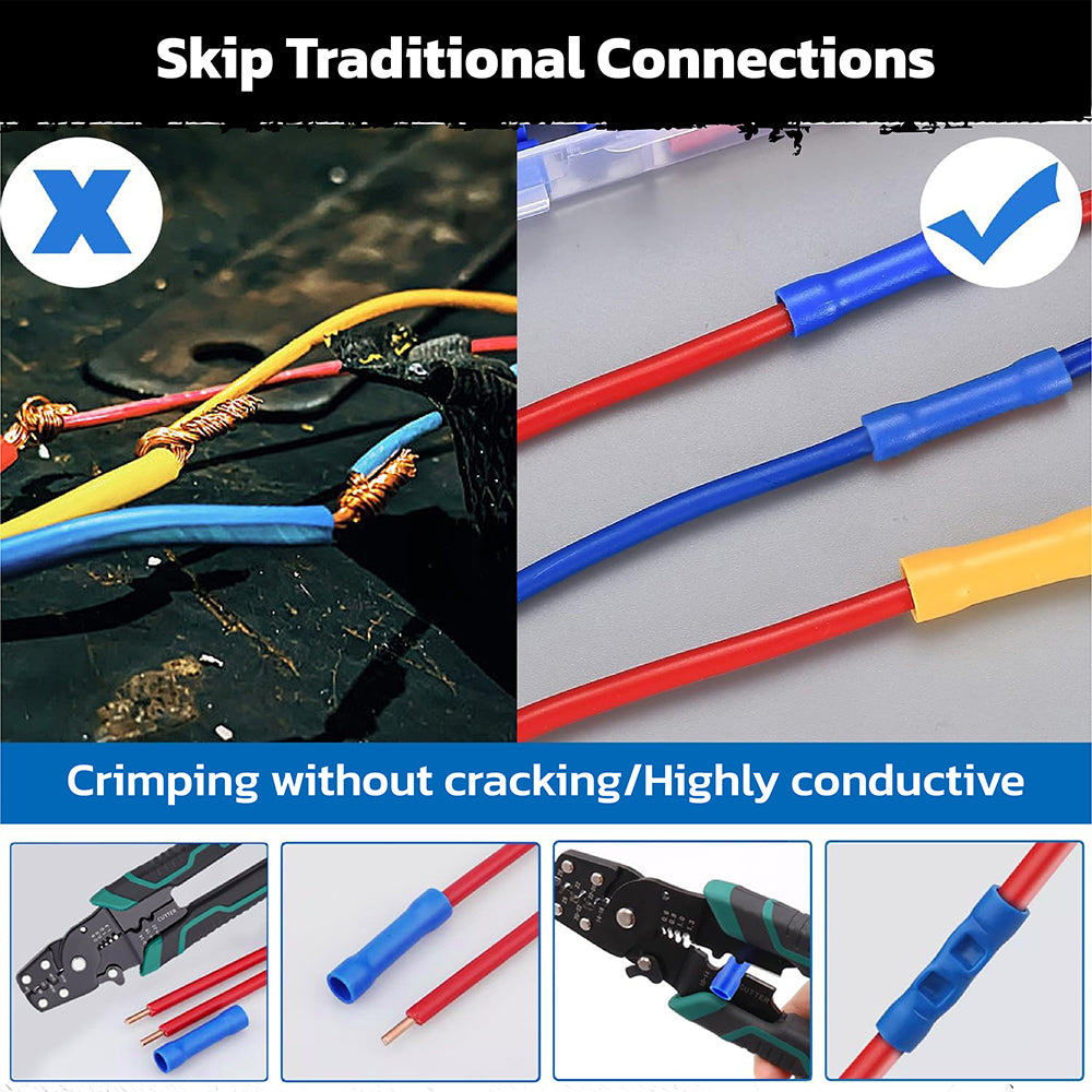 HORUSDY 308PCS electrical wire connector kit with crimp terminals heat shrink tubing cable ties and wire clamps for automotive wiring repair