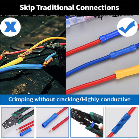 HORUSDY 308PCS electrical wire connector kit with crimp terminals heat shrink tubing cable ties and wire clamps for automotive wiring repair