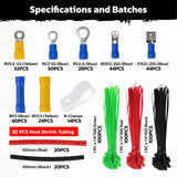 HORUSDY 308PCS electrical wire connector kit with crimp terminals heat shrink tubing cable ties and wire clamps for automotive wiring repair