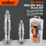 33 piece hollow wall anchor kit with m5 m6 metal expansion anchors for drywall plasterboard shelves mirrors and curtain poles