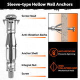 33 piece hollow wall anchor kit with m5 m6 metal expansion anchors for drywall plasterboard shelves mirrors and curtain poles