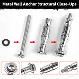 50-piece hollow wall anchor set with metal expansion anchors for drywall and plasterboard fixing