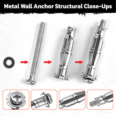 50-piece hollow wall anchor set with metal expansion anchors for drywall and plasterboard fixing