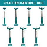 HORUSDY 12PCS Woodworking Drill Bit Set with 7 Forstner Bits and 5 Countersink Drill Bits in Storage Case for Wood, MDF, and Plywood