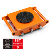 SEDY Straight-Line Machinery Skate with 360° Swivel Top, 6T–18T Heavy Duty Load Moving Dolly, Alloy Steel & PU Wheel Options