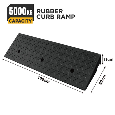 heavy duty rubber curb ramp for driveway sidewalk garage and vehicle access with anti slip surface