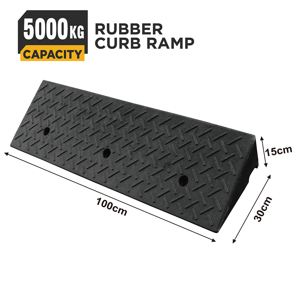 heavy duty rubber curb ramp for driveway sidewalk garage and vehicle access with anti slip surface