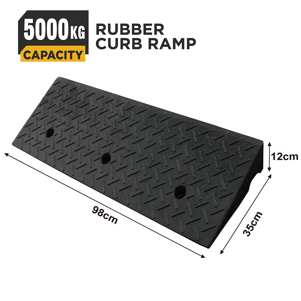 heavy duty rubber curb ramp for driveway sidewalk garage and vehicle access with anti slip surface