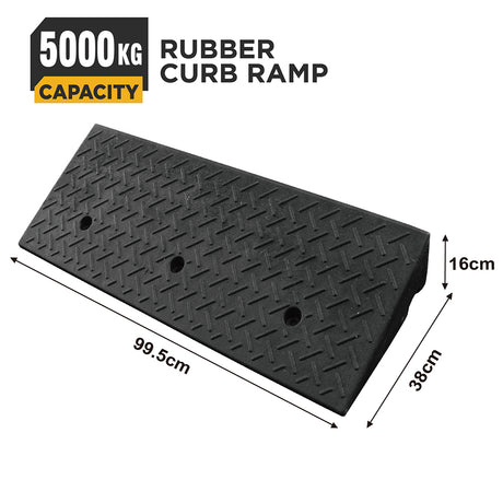 heavy duty rubber curb ramp for driveway sidewalk garage and vehicle access with anti slip surface