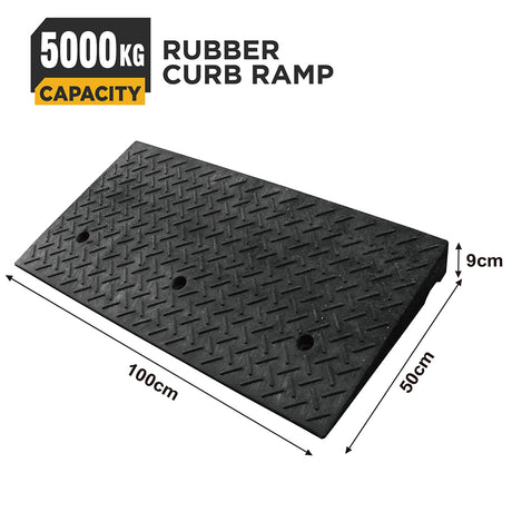 heavy duty rubber curb ramp for driveway sidewalk garage and vehicle access with anti slip surface