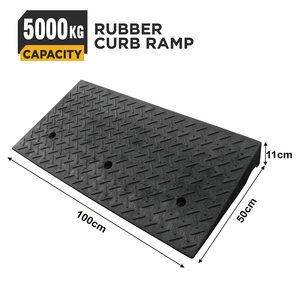 heavy duty rubber curb ramp for driveway sidewalk garage and vehicle access with anti slip surface