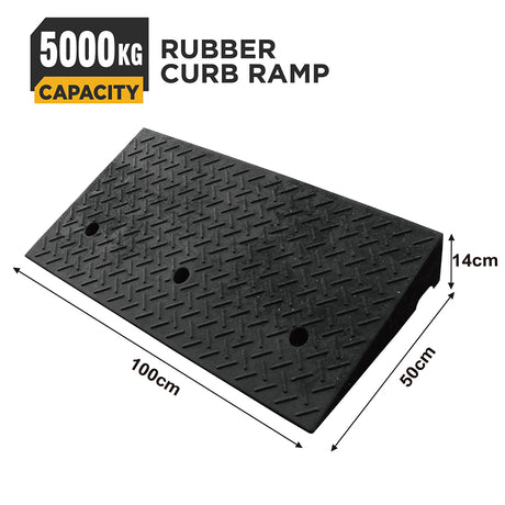 heavy duty rubber curb ramp for driveway sidewalk garage and vehicle access with anti slip surface