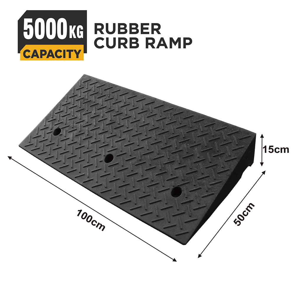 heavy duty rubber curb ramp for driveway sidewalk garage and vehicle access with anti slip surface