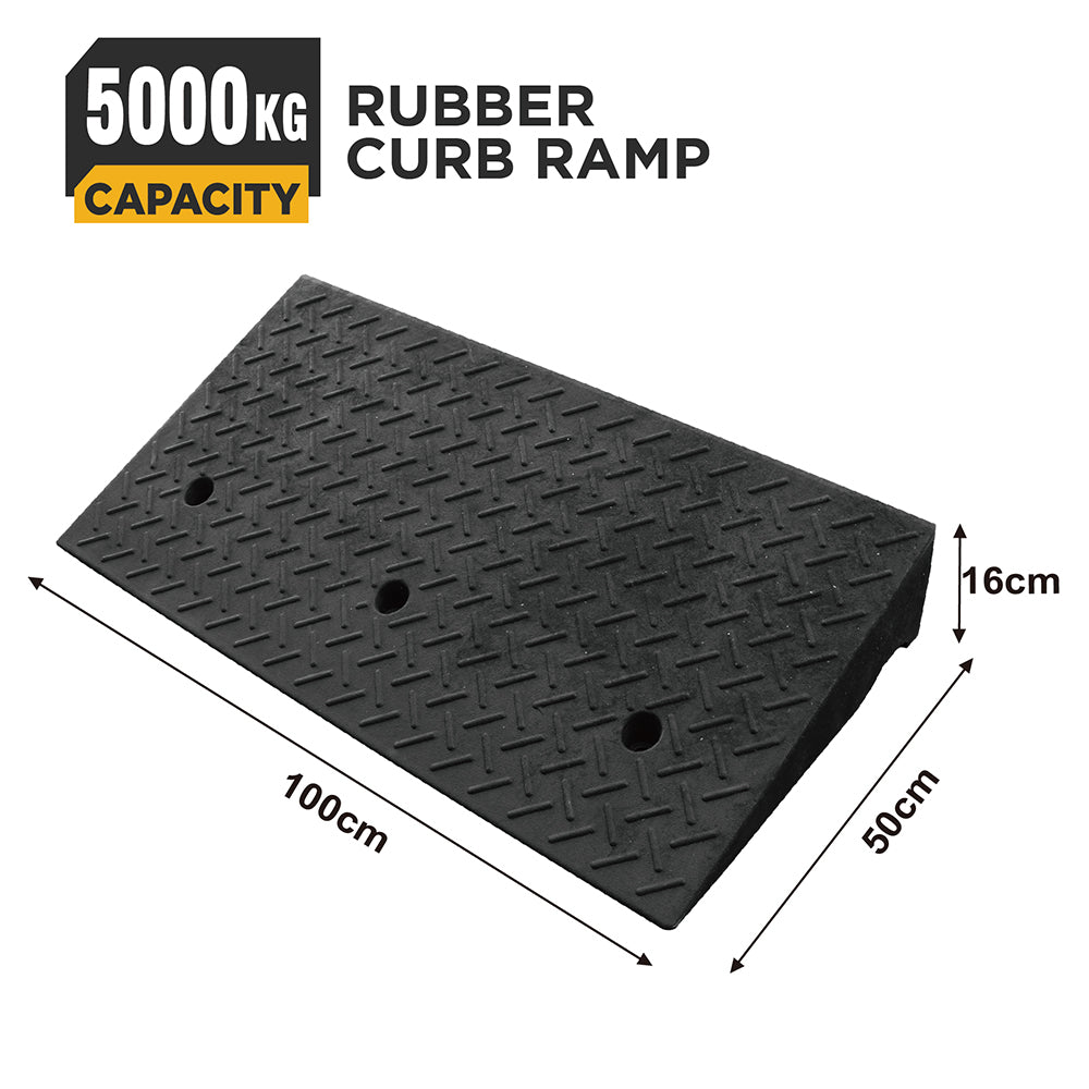 heavy duty rubber curb ramp for driveway sidewalk garage and vehicle access with anti slip surface