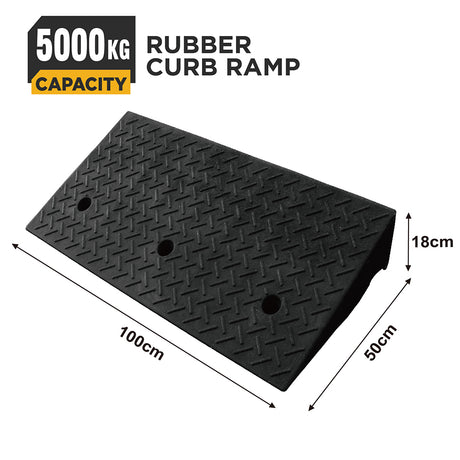 heavy duty rubber curb ramp for driveway sidewalk garage and vehicle access with anti slip surface