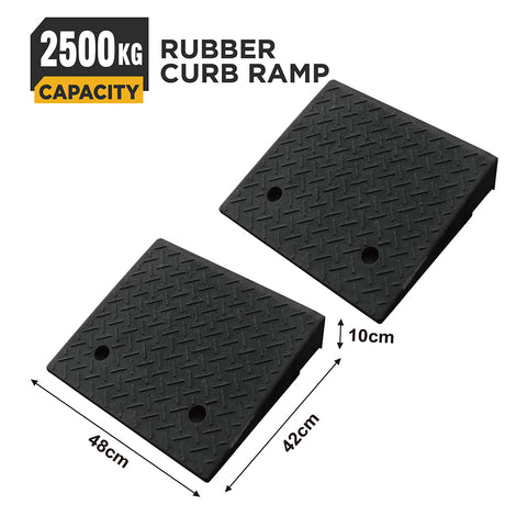 heavy duty rubber curb ramp for driveway sidewalk garage and vehicle access with anti slip surface