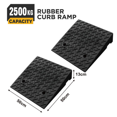 heavy duty rubber curb ramp for driveway sidewalk garage and vehicle access with anti slip surface