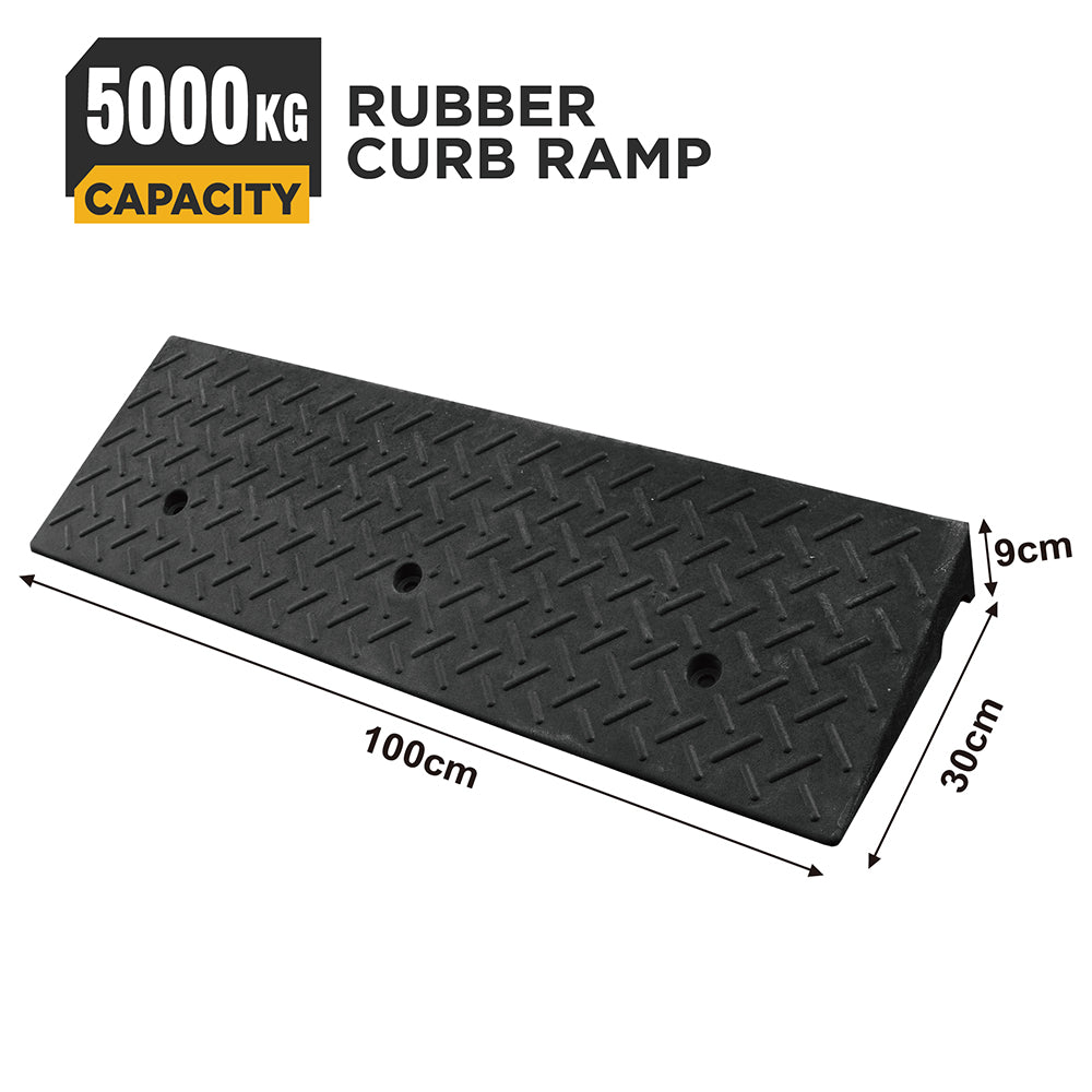 heavy duty rubber curb ramp for driveway sidewalk garage and vehicle access with anti slip surface