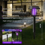 2 pack solar insect killer lamp outdoor bug zapper garden stake light with dual lighting and mosquito killing modes