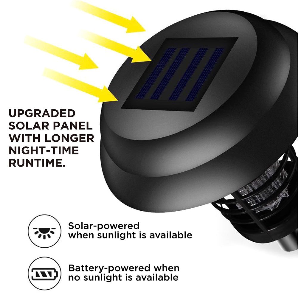 2 pack solar insect killer lamp outdoor bug zapper garden stake light with dual lighting and mosquito killing modes