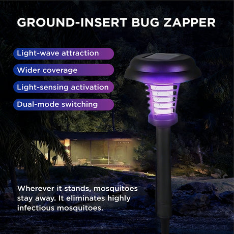 2 pack solar insect killer lamp outdoor bug zapper garden stake light with dual lighting and mosquito killing modes