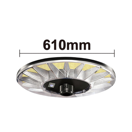 3.5m solar garden light pole with round solar lamp head, outdoor solar pathway light post, sectional black metal design for yard and garden lighting