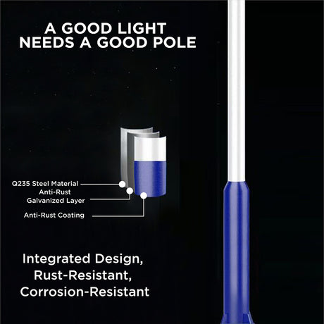4 meter solar powered LED street light with galvanized steel pole, IP65 waterproof outdoor dusk to dawn lighting