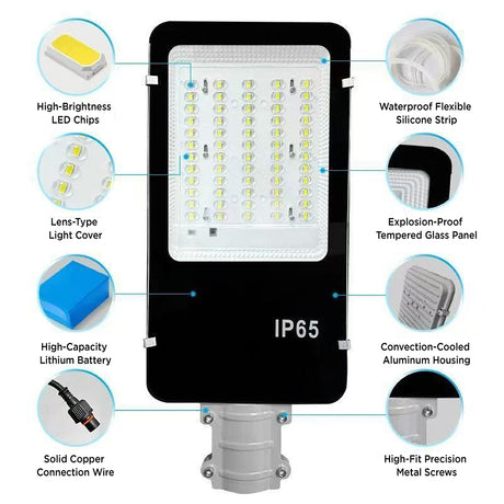 4 meter solar powered LED street light with galvanized steel pole, IP65 waterproof outdoor dusk to dawn lighting