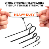 520-piece black nylon cable ties assortment in 4, 8 and 12 inch sizes with self-locking design for wire and cable management