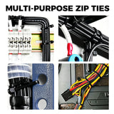 520-piece black nylon cable ties assortment in 4, 8 and 12 inch sizes with self-locking design for wire and cable management