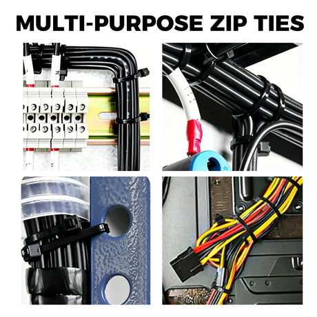 520-piece black nylon cable ties assortment in 4, 8 and 12 inch sizes with self-locking design for wire and cable management