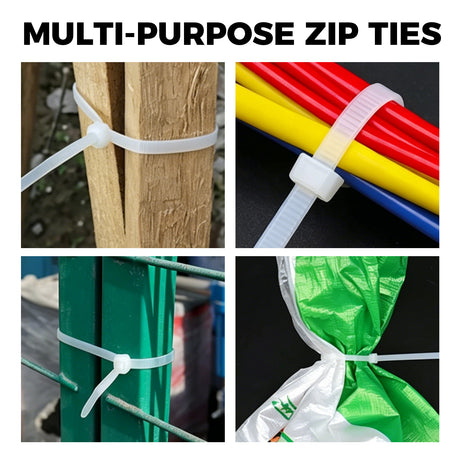 520-piece white nylon cable ties assortment in 4, 8 and 12 inch sizes with self-locking design for cable management