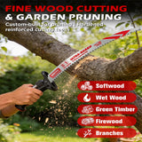 6-pack curved wood pruning reciprocating saw blades with three 12-inch and three 15-inch 6 TPI bi-metal blades for tree trimming and branch cutting
