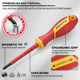 18-piece insulated electrician tool set with 1000V VDE screwdrivers, insulated pliers, voltage tester and storage case