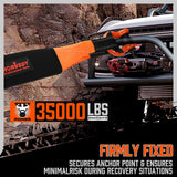 35,000 lbs heavy duty tow strap recovery kit with 3 inch x 30 ft nylon recovery strap, 2 D-ring shackles and storage bag