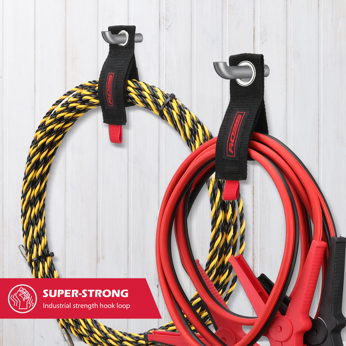 6 Pack Heavy Duty Hook and Loop Storage Straps with Metal Grommets for Extension Cords, Hoses, Tools and Garage Organization